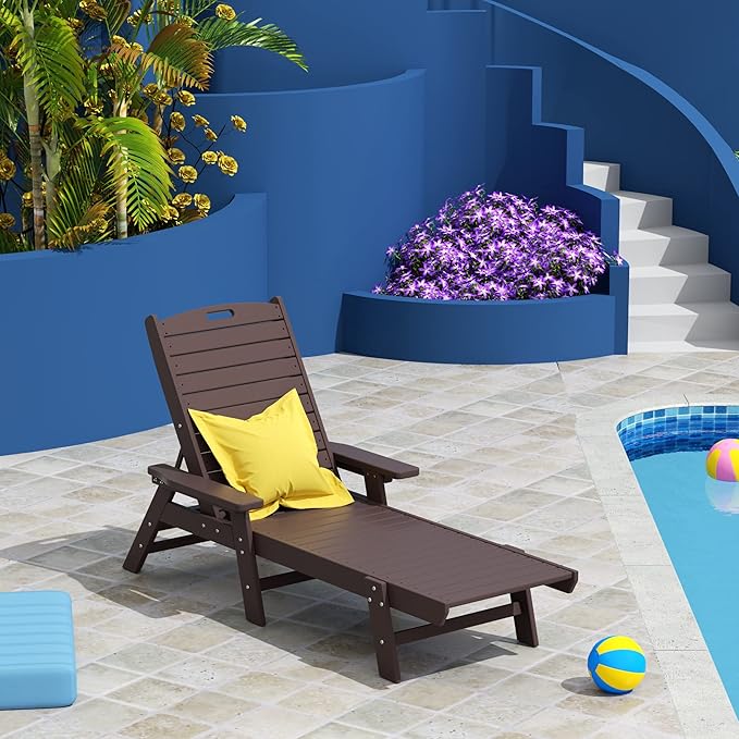 WO WESTIN OUTDOOR HDPE Laguna Poly Reclining Chaise Lounge, Dark Brown