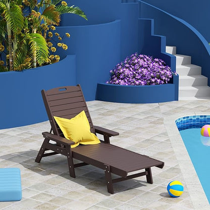 WO WESTIN OUTDOOR HDPE Laguna Poly Reclining Chaise Lounge, Dark Brown