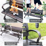 Garden Bench, Outdoor Benches, with Anti-Rust Metal Powder Coated Frame - Photo 3