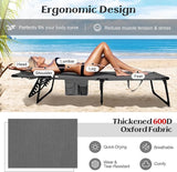 GYMAX Tanning Chair, Folding Lounger with Face/Arm Holes, Carry Handles & Side Pocket - Photo 5