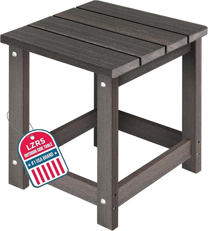 LZRS Adirondack Square Outdoor Side Table for Patio, Pool Composite Patio Table,HDPE End Tables for Backyard,Pool, Indoor Companion, Easy Maintenance & Weather Resistant(Brown Mixture)