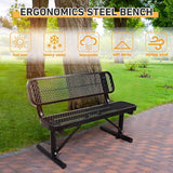Ceridwen Outdoor Benches Heavy Duty Steel Frame Park Bench with Backrest Bench - Photo 5
