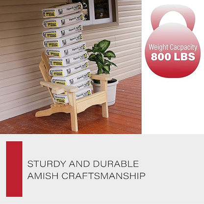 Amish Casual Heavy Duty Adirondack Chair with Cup Holder in Unfinished - Authentic Amish Craftmanship from Treated Pine, Outdoor Chair Made in The USA, 800 Lb Weight Capacity
