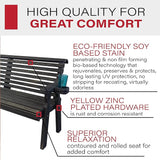 Amish Casual Heavy Duty Pressure Treated 4 Foot Outdoor Garden Bench with Cup Holders - Amish Crafted Roll Back Design - Photo 4