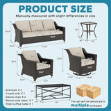 7 Pieces Outdoor Conversation Furniture Set - 77" Patio sofa, 2 Armchairs, 2 Swivel Glider Chairs, 1 Side Table - Photo 2