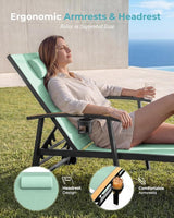 Ciokea Outdoor Lounge Chair with Pillow Set of 4, 5-Position Chaise Lounge with Wheels & Armrests - Photo 3