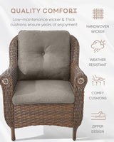 Patio Wicker Chairs Outdoor Furniture Chair - Set of 2 Outside All Weather Lawn Dining Brown Rattan Armchair with High - Photo 4