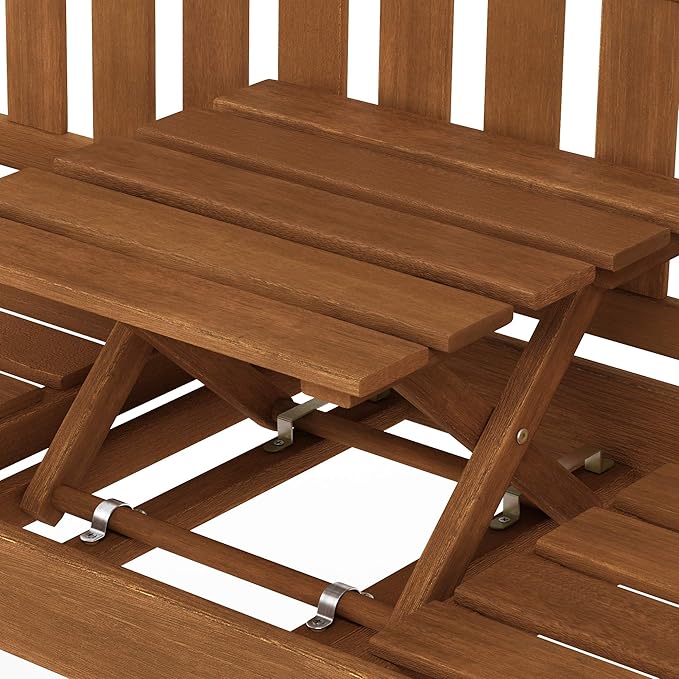 Furinno TIOMAN Outdoor Bench, Occasional Garden Bench with Back, for Patio, Garden, Porch, 22 x 59 x 56, Natural