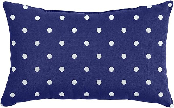 BrylaneHome Lumbar Pillow - 20" L x 13" W - Patio & Outdoor - Water, Stain & Fade Resistant - Evening Blue Dot - Photo 1