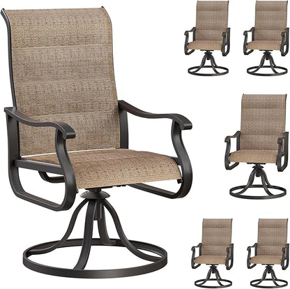 Patio Swivel Chairs Set of 6, Outdoor Dining Chairs with High Back, All-Weather Swivel Rocker Chair for Lawn, Porch or Garden