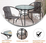 MKDLUFEI 32 Inch Round Outdoor Dining Table, Patio Table with Umbrella Hole, Tempered Glass Top, Black Steel Frame - Photo 7