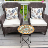 Set of 2 Mosaic Outdoor Side Tables Round, 15 Inch Height - Small Patio Table Set - Photo 6