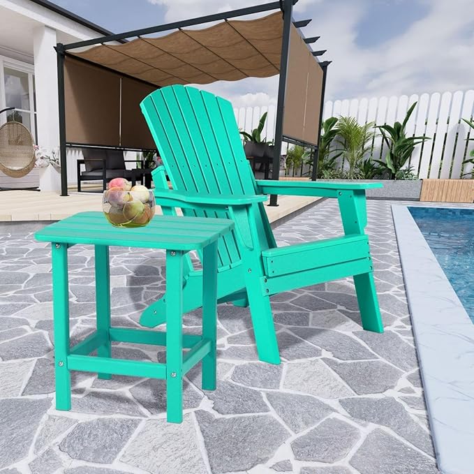 Aoodor 19'' Adirondack Side Table, Rectangular HDPE End Table, Weather Resistant and Easy Maintenance, Aruba