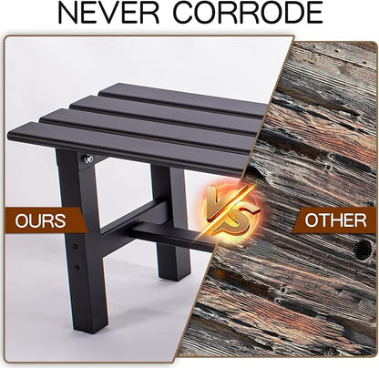 TECSPACE 59 Inches Aluminum Outdoor Weatherproof Bench Backless, 330 LBS Bearing Capacity Garden Porch Bench, Black
