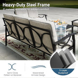 RoyalCraft Patio Loveseat, All-Weather Outdoor 2 Seats Sofa Couch, Black Metal Furniture with Gray Cushions - Photo 5