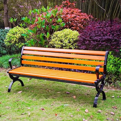 Outdoor Benches Weatherproof with Backrests and Armrests, Metal Garden Benches for Outdoors Park Yard Front Porch Path(150 * 40 * 72cm)