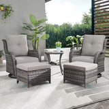 Rilyson Wicker Patio Furniture Set - 5 Piece Rattan Outdoor Sectional Conversation Sets with 2 Swivel Rocking Chairs - Photo 7