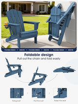 KINGYES Folding Adirondack Chair, HDPE All-Weather Patio Chairs with Cup Holder - Photo 6