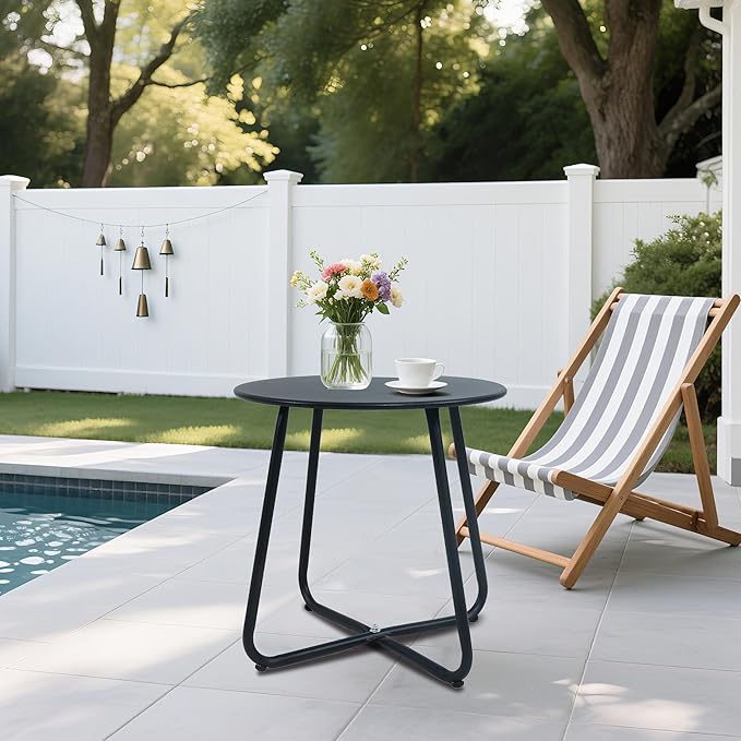 Outdoor Side Table Metal - Portable Accent Table, Multi-Functional End Table for Patio, Balcony, Bedroom & RV Use - Photo 2