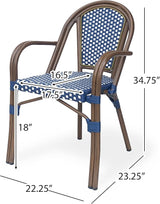 Christopher Knight Home Brianna Bistro Chairs, Navy Blue + White + Brown Wood - Photo 3