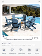 KINGYES Folding Adirondack Chair, HDPE All-Weather Patio Chairs with Cup Holder - Photo 9