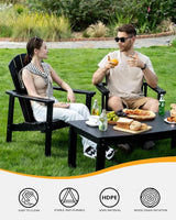 nevilywood 5-Piece HDPE Adirondack Chair Set, 4 Stackable Chairs Coffee Table, All-Weather Wood Grain - Photo 4