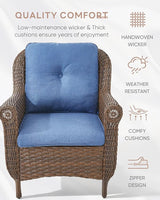 Patio Wicker Chairs Outdoor Furniture Chair - Set of 4 Outside All Weather Lawn Dining Brown Rattan Armchair with High - Photo 4