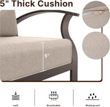 Gotland Aluminum Patio Furniture Set, Metal Outdoor Furniture with 2 Ottomans 5.1’’ High-Resilience Seat Cushions - Photo 3