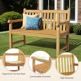 Outdoor Teak Bench, Park Bench for 2 People, Ergonomic Patio Seating, Weather-Resistant and Durable Design - Photo 6