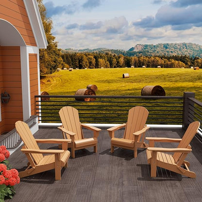 WO WESTIN OUTDOOR HDPE Laguna Outdoor Folding Poly Adirondack Chair (Set of 4), Teak