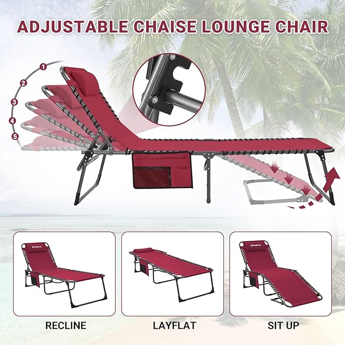KingCamp 2 Pack Lounge Chair Outdoor - Photo 5