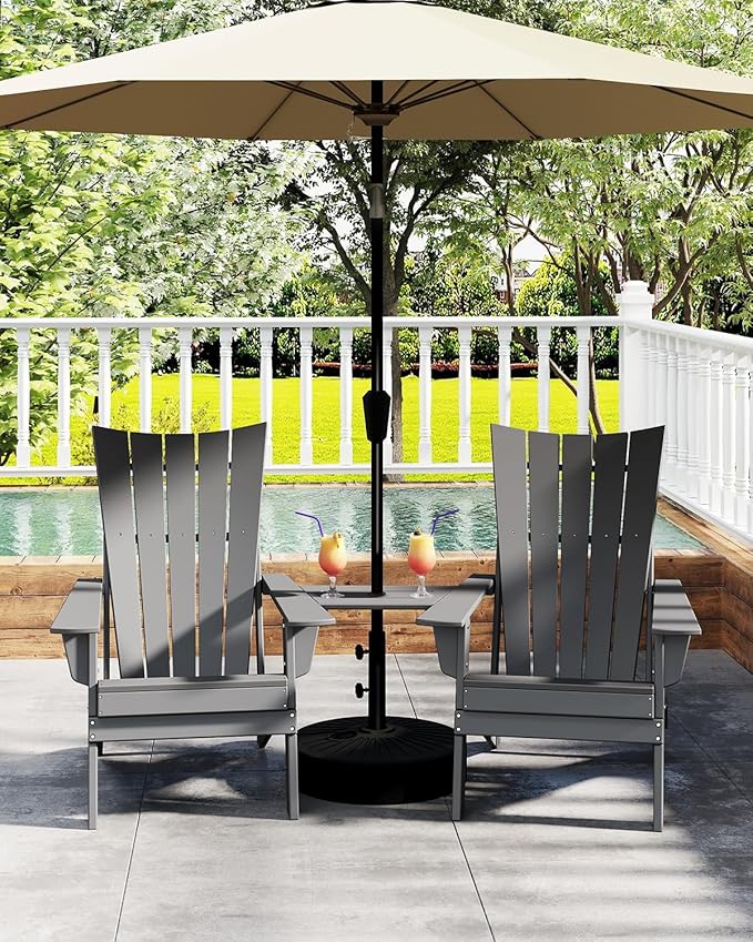 GREENVINES Folding-Adirondack-Chairs-Set-of-6 | HDPE Plastic | Arch Series | Fire Pit Chair | All Weather | for Outdoor Patio Deck Backyard Poolside | Grey