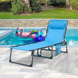 Patio Lounge Chair Folding Chaise Bed - Heavy-Duty 400lb Capacity Portable Adjustable Recliner w/Pillow for Pool - Photo 2