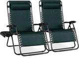 Best Choice Products Set of 2 Extra Wide Adjustable Steel Mesh Zero Gravity Lounge Chair Recliners w/Pillows and Cup - Photo 1