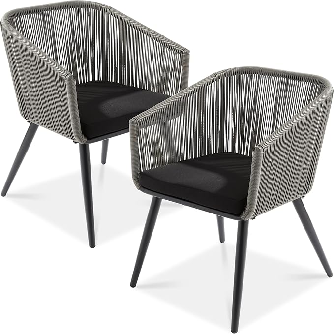 Best Choice Products Set of 2 Patio Dining Chairs, Outdoor Seating for Backyard, Poolside, Balcony w/Woven Wicker Design - Photo 1
