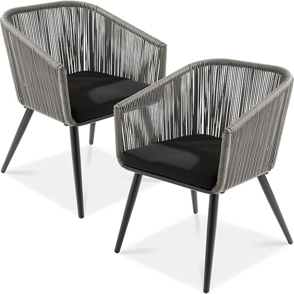Best Choice Products Set of 2 Patio Dining Chairs, Outdoor Seating for Backyard, Poolside, Balcony w/Woven Wicker Design - Photo 1
