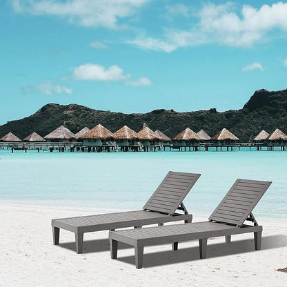 HOOYEAH Outdoor Chaise Lounge 4PCS, Adjustable Pool Lounge Chair with 5 Positions Backrest, Waterproof Sun Loungers, Durable Chair for Pool Beach Patio Garden Deck Sunbathing,Grey