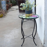 12 Inch Round Hummingbird Glass Side Table, Patio Small Table, Outdoor Side Table, Outdoor Bar Table - Photo 6