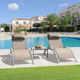 Domi Outdoor Chaise Lounge Set of 3 Patio Recliner Chairs with Adjustable Backrest and Removable Pillow for - Photo 1