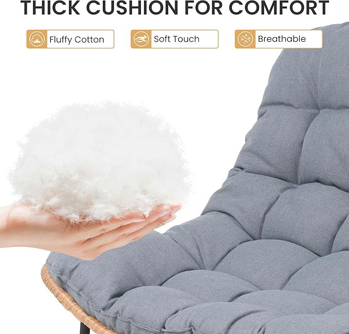 Crestlive Products Outdoor Loveseat, 2 Seater Outdoor Couch with Soft Cushion, All-Weather Boho Rattan Patio Furniture for Balcony, Poolside, Backyard, Porch (Dark Gray)