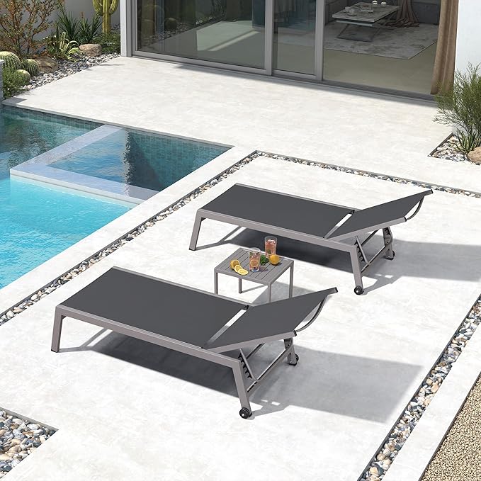 PURPLE LEAF 6-Piece Outdoor Chaise Lounge Oversized Pool Lounge Chairs with Easy-to-Move Wheels and Adjustable Backrest - Photo 2