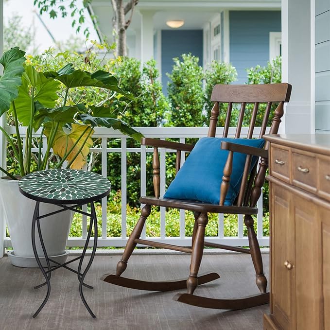 VCUTEKA Mosaic Outdoor Side Table - Small Patio Table Coffee Outside Accent Tables Round End Plant Tables for Bistro - Photo 6