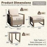 5 Pieces Metal Wicker Patio Furniture Set - 2 Swivel Rocker Chairs and 2 Ottomans, 1 Side Table - Photo 2