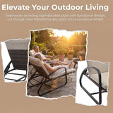 Outdoor Chaise Lounge Chairs Set with Table, 5-Position Adjustable Patio Recliner, Conversation Furniture for Deck, Lawn - Photo 5