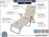 Camp & GO 4-Position Folding Web Lawn Chair Outdoor Lounger, Blue/White undefined/White - Photo 7