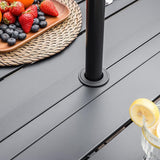 Sour Citrus Rectangular Outdoor Metal Patio Dining Table with Umbrella Hole, Weather-Resistant Table for Garden - Photo 6