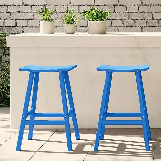 WestinTrends Malibu 2 Piece Set of 29 Height Outdoor/Patio Saddle bar stools, Dark Green