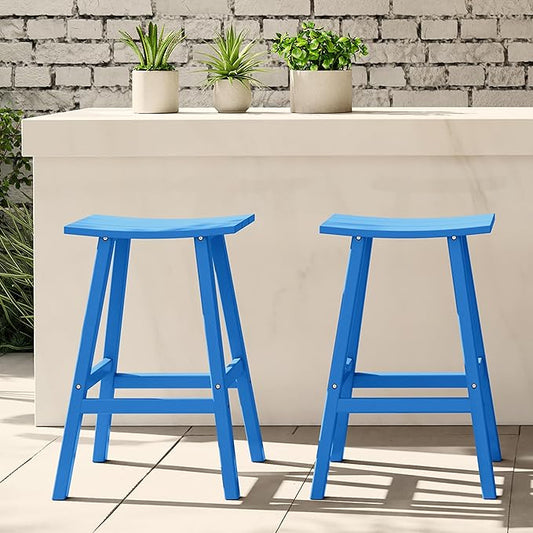 WestinTrends Malibu 2 Piece Set of 29 Height Outdoor/Patio Saddle bar stools, Dark Green