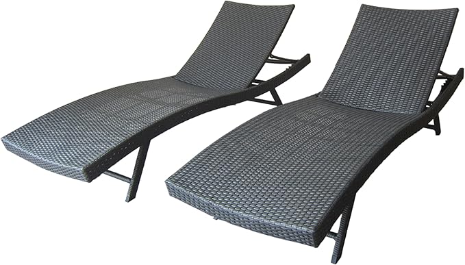 Christopher Knight Home Arthur | Outdoor Wicker Chaise Lounges | Set of 2 | in Grey - Photo 1