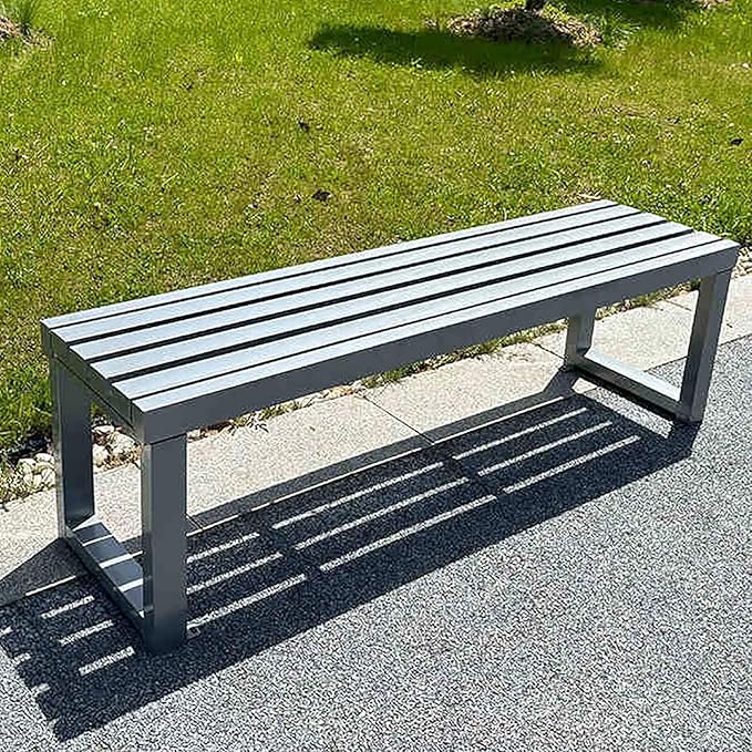Outdoor Metal Garden Bench - Weatherproof Park Bench for Lawn, Patio, and Yard - Supports up to 800 Pounds, 47 Inch Length
